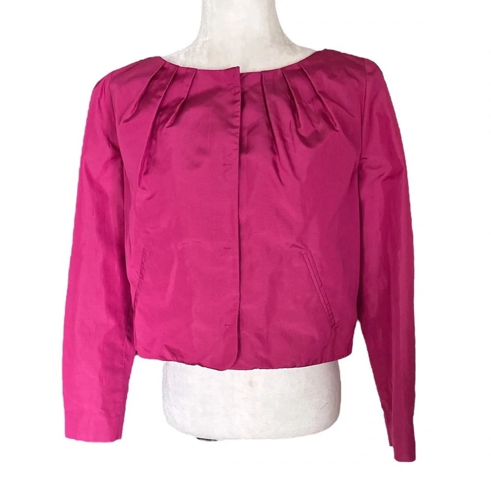 NWT Moschino Rare Vintage Pink Silk Blend Bow Crop Blazer - 42 - 8 US